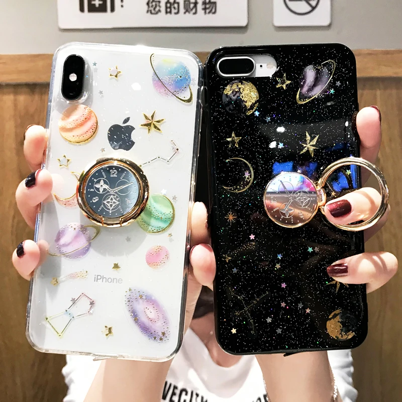 Fashion Shining Glitter Space planet phone Cases For iphone 12 11 XR XS MAX 7 8 Plus Star Soft silicon back cover Case With Ring
Fashion Shining Glitter Space planet phone Cases For iphone 12 11 XR XS MAX 7 8 Plus Star Soft silicon back cover Case With Ring