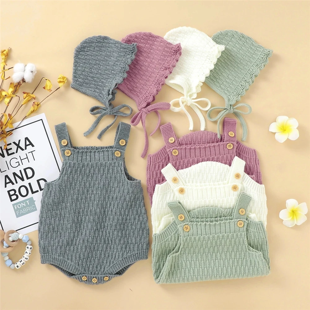 2Pcs Set Baby Knitted Romper Clothes Set Cotton e Crotch Button Jumpsuit+Hats Toddler Baby Boys Girls Outfits
2Pcs Set Baby Knitted Romper Clothes Set Cotton e Crotch Button Jumpsuit+Hats Toddler Baby Boys Girls Outfits