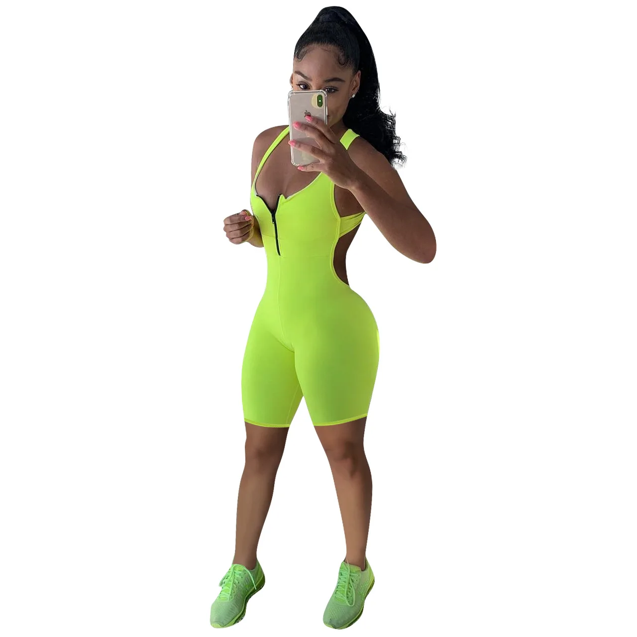 Summer 2021 New Women Sexy Green Zipper Sleeveless High Waist Solid Romper Playsuit Bodysuit
Summer 2021 New Women Sexy Green Zipper Sleeveless High Waist Solid Romper Playsuit Bodysuit