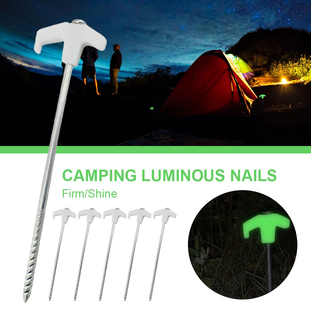 5Pcs Tent Stakes Heavy Duty Glow in the Dark Ground Screw Pegs Luminous Fixed Pegs Nail for Awning Outdoor Camping Accessories
5Pcs Tent Stakes Heavy Duty Glow in the Dark Ground Screw Pegs Luminous Fixed Pegs Nail for Awning Outdoor Camping Accessories