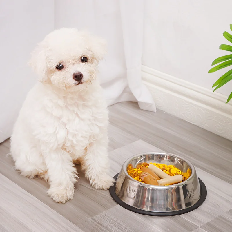 Pet bowl Footprints basin of stainless steel dog bowl dog fell antiskid resistance upset feeding your pet supplies
Pet bowl Footprints basin of stainless steel dog bowl dog fell antiskid resistance upset feeding your pet supplies