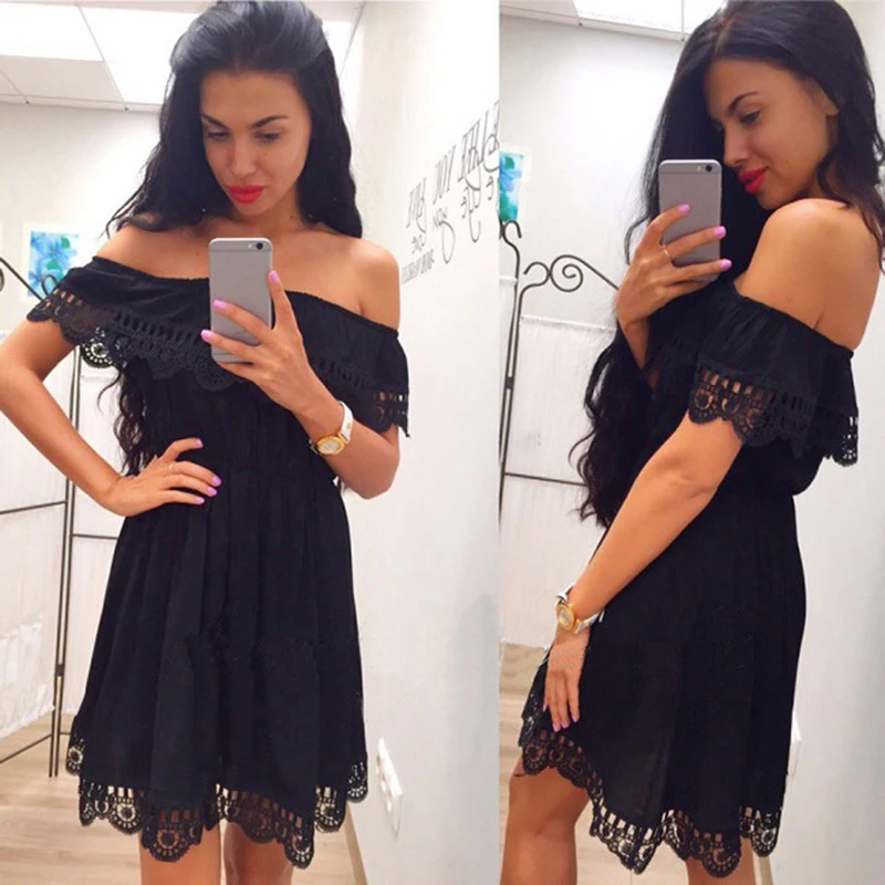 Summer Sundress Sexy Strapless Off Shoulder Lace Dresses For Women Casual Loose Short Dress Vestidos Streetwear
Summer Sundress Sexy Strapless Off Shoulder Lace Dresses For Women Casual Loose Short Dress Vestidos Streetwear