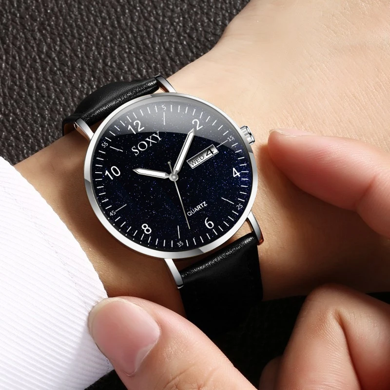 Men's Watches Leather Band SOXY Brand Watches Men Clock Luminous Week Display Simple Fashion Casual Wristwatch horloges mannen
Men's Watches Leather Band SOXY Brand Watches Men Clock Luminous Week Display Simple Fashion Casual Wristwatch horloges mannen
