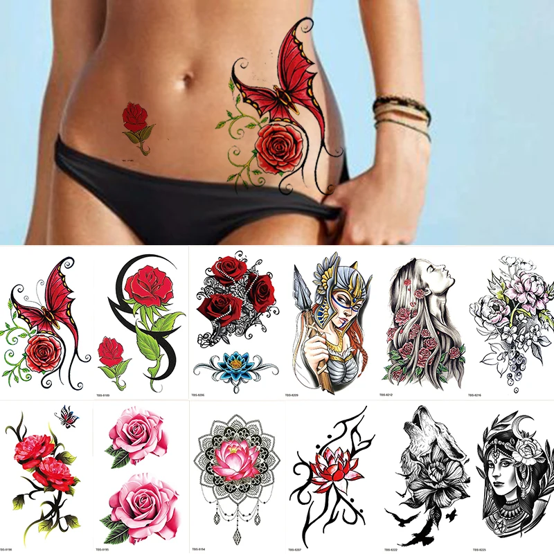 Rose Black Imitation Tattoo Sticker Butterfly Flowers Waterproof Temporary Tattoos Wolf Lion Bikini Sexy Decal Tato Woman
Rose Black Imitation Tattoo Sticker Butterfly Flowers Waterproof Temporary Tattoos Wolf Lion Bikini Sexy Decal Tato Woman