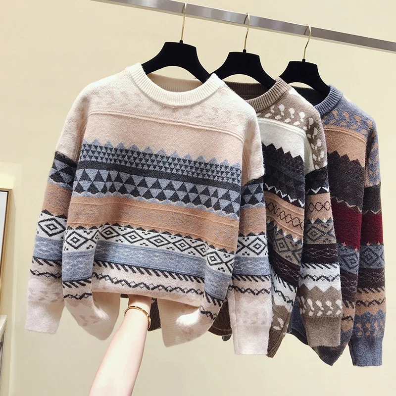 Sweater female art retro 2020 new fashion autumn and winter student Japanese diamond jacquard pullover sweater
Sweater female art retro 2020 new fashion autumn and winter student Japanese diamond jacquard pullover sweater