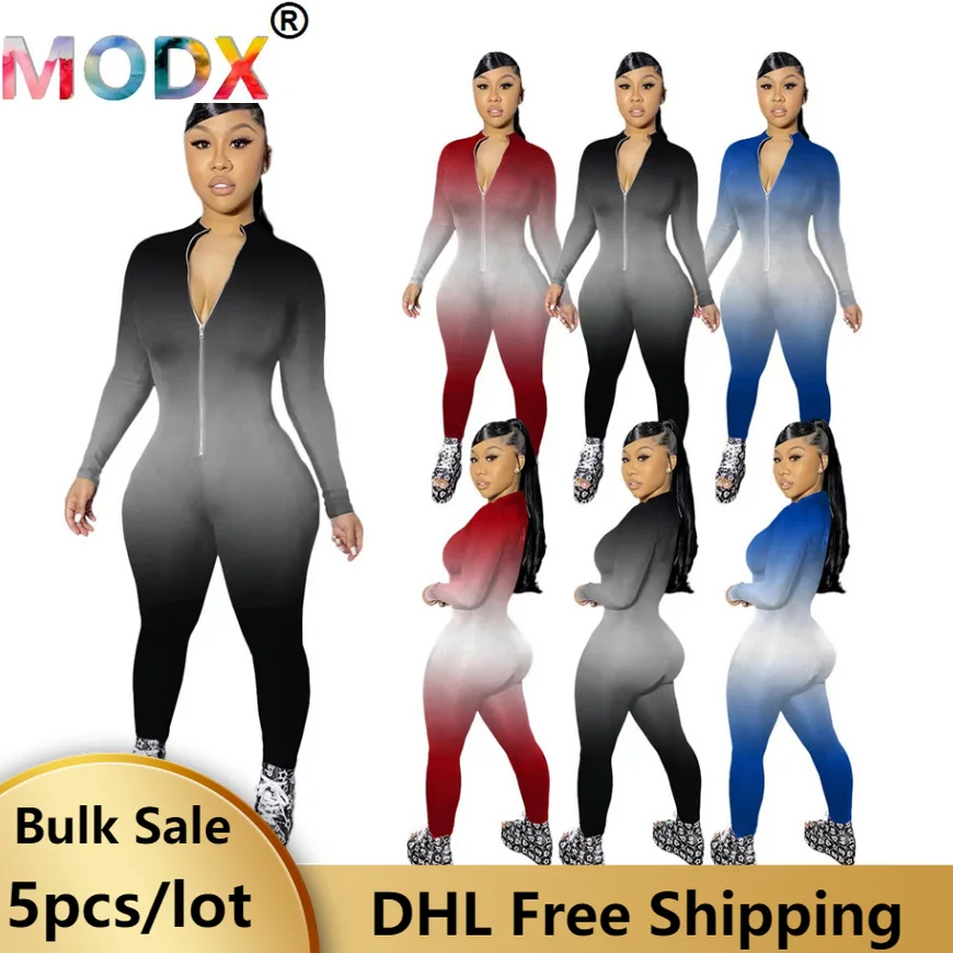Gradient Color Jumpsuits Women Clothing Long Sleeve Bodysuit Zipper Front Opening Overalls Sexy Bodycon Jumper Suit Outfits 6822
Gradient Color Jumpsuits Women Clothing Long Sleeve Bodysuit Zipper Front Opening Overalls Sexy Bodycon Jumper Suit Outfits 6822