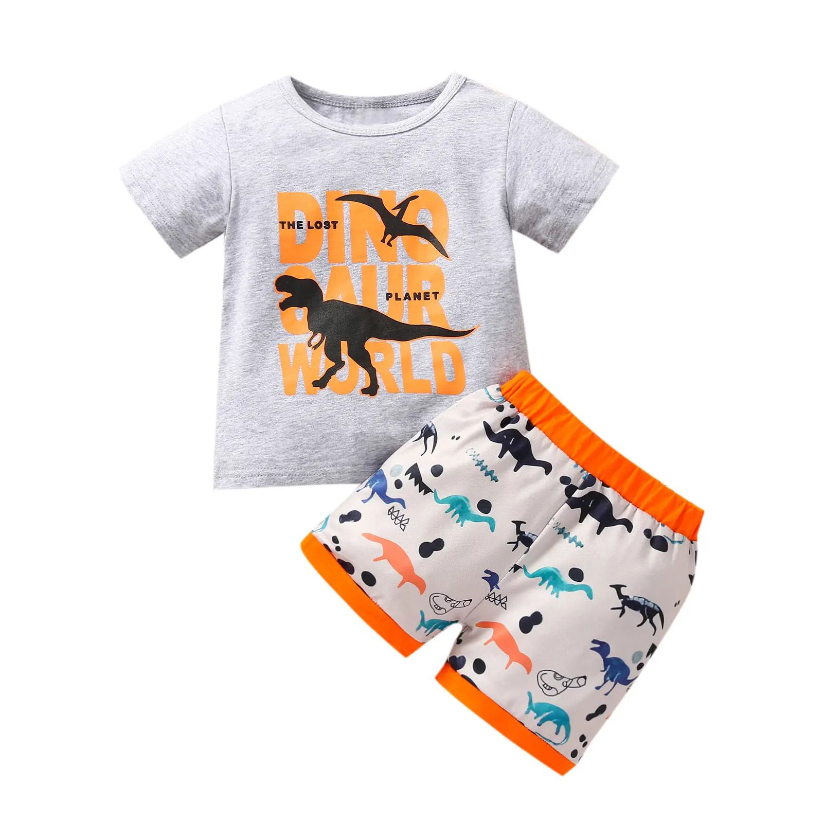 Baby Short Sleeve + Shorts, Dinosaur Print Elastic Waist Casual Style Loose Version Summer Clothing
Baby Short Sleeve + Shorts, Dinosaur Print Elastic Waist Casual Style Loose Version Summer Clothing