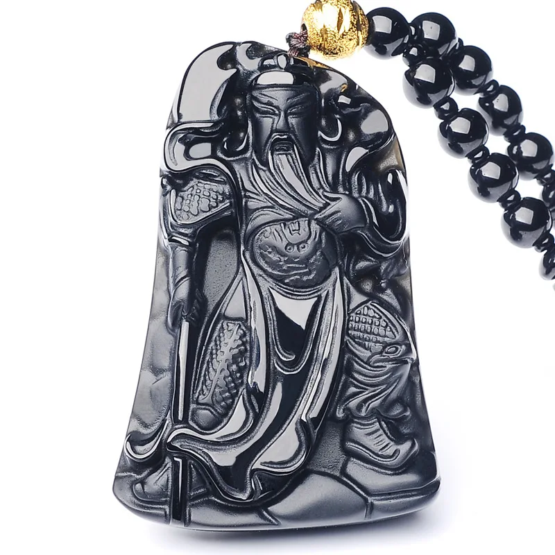 Natural Black Obsidian Guangong Pendant Beads Necklace Fashion Charm Jewellery Carved Amulet Gifts for Women Men
Natural Black Obsidian Guangong Pendant Beads Necklace Fashion Charm Jewellery Carved Amulet Gifts for Women Men