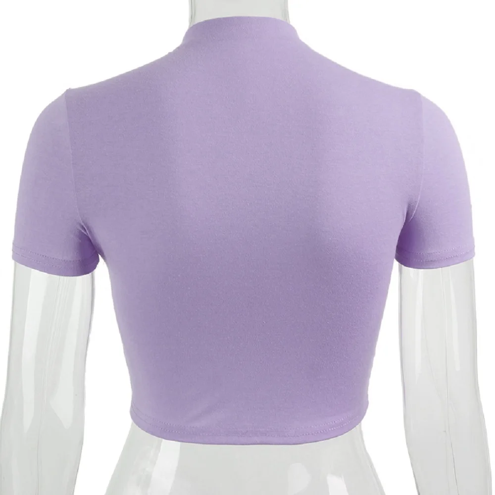 Women Fashion Solid Color Streetwear Short Sleeve Stand Collar Invisible Zipper Up Crop Top
Women Fashion Solid Color Streetwear Short Sleeve Stand Collar Invisible Zipper Up Crop Top