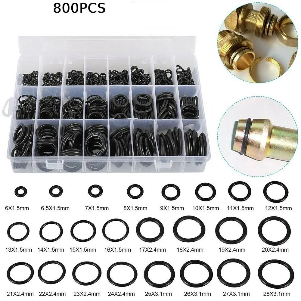 800Pcs Rubber O-Ring Washer Seal Assortment Set Kit Gasket HNBR A/C System Black 6-28MM Car Air Conditioning Rubber O Ring Seals
800Pcs Rubber O-Ring Washer Seal Assortment Set Kit Gasket HNBR A/C System Black 6-28MM Car Air Conditioning Rubber O Ring Seals