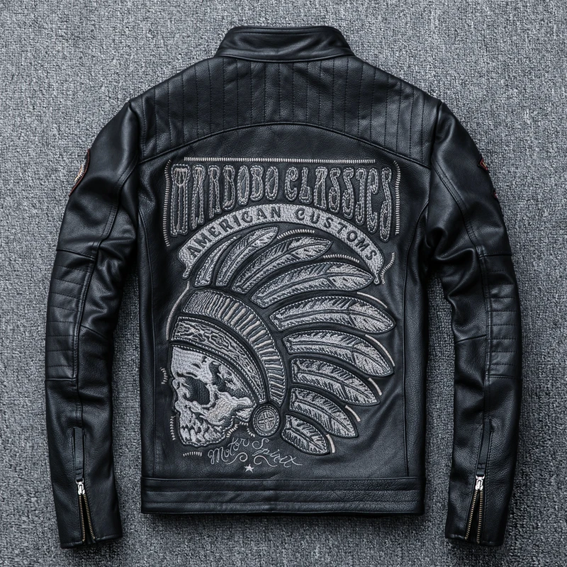 2021 New Black Embroidery Skull Motorcycle Leather Jackets Natural Cowhide Moto Jacket Biker Leather Coat Slim Clothing
2021 New Black Embroidery Skull Motorcycle Leather Jackets Natural Cowhide Moto Jacket Biker Leather Coat Slim Clothing