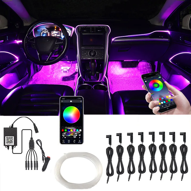 New RGB Led App Control DIY Music Cars Atmosphere Lights Interior Ambient Light Fiber Optic Strips Light by Music Light Guide
New RGB Led App Control DIY Music Cars Atmosphere Lights Interior Ambient Light Fiber Optic Strips Light by Music Light Guide