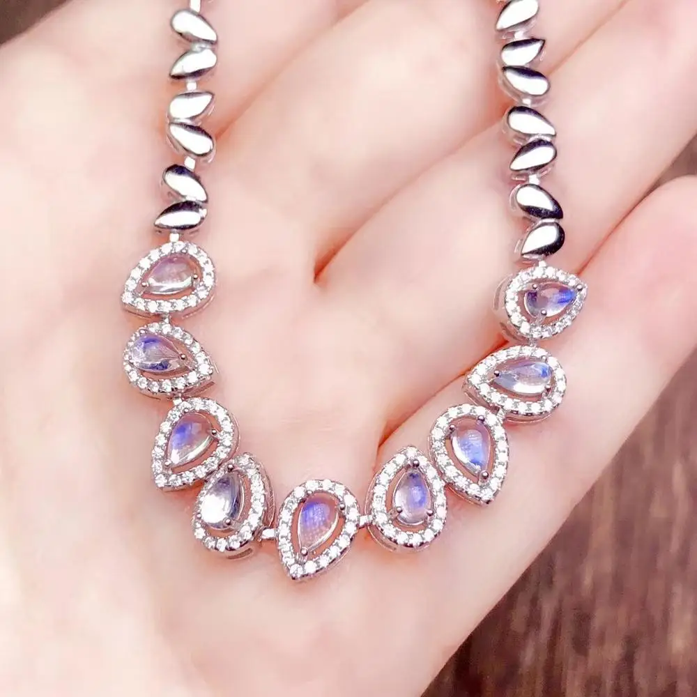 Personality Water drop Natural light blue moonstone Bracelet Natural gemstone Bracelet 925 silver bracelet girl Jewelery Gift
Personality Water drop Natural light blue moonstone Bracelet Natural gemstone Bracelet 925 silver bracelet girl Jewelery Gift