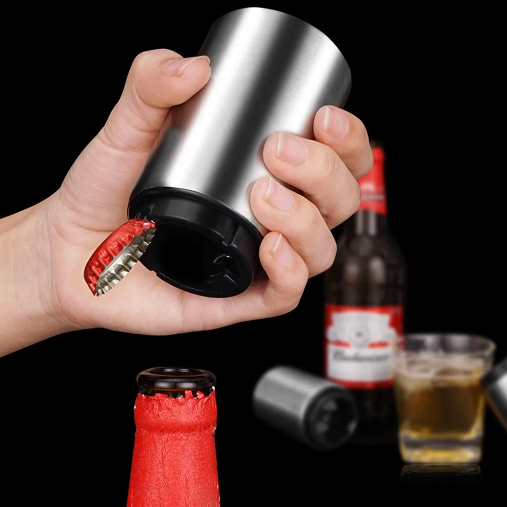 New Automatic Beer Opener Magnet Stainless Steel Creative Push Down Press Openers Wine Beer Soda Cap Openers Kitchen Accesories
New Automatic Beer Opener Magnet Stainless Steel Creative Push Down Press Openers Wine Beer Soda Cap Openers Kitchen Accesories