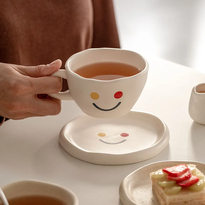 Creative Smiley Ceramic Coffee Cup and Saucer Sets Nordic Ins Handmade Brief Coffee Mug Home Breakfast Espresso Cups Coffeeware
Creative Smiley Ceramic Coffee Cup and Saucer Sets Nordic Ins Handmade Brief Coffee Mug Home Breakfast Espresso Cups Coffeeware