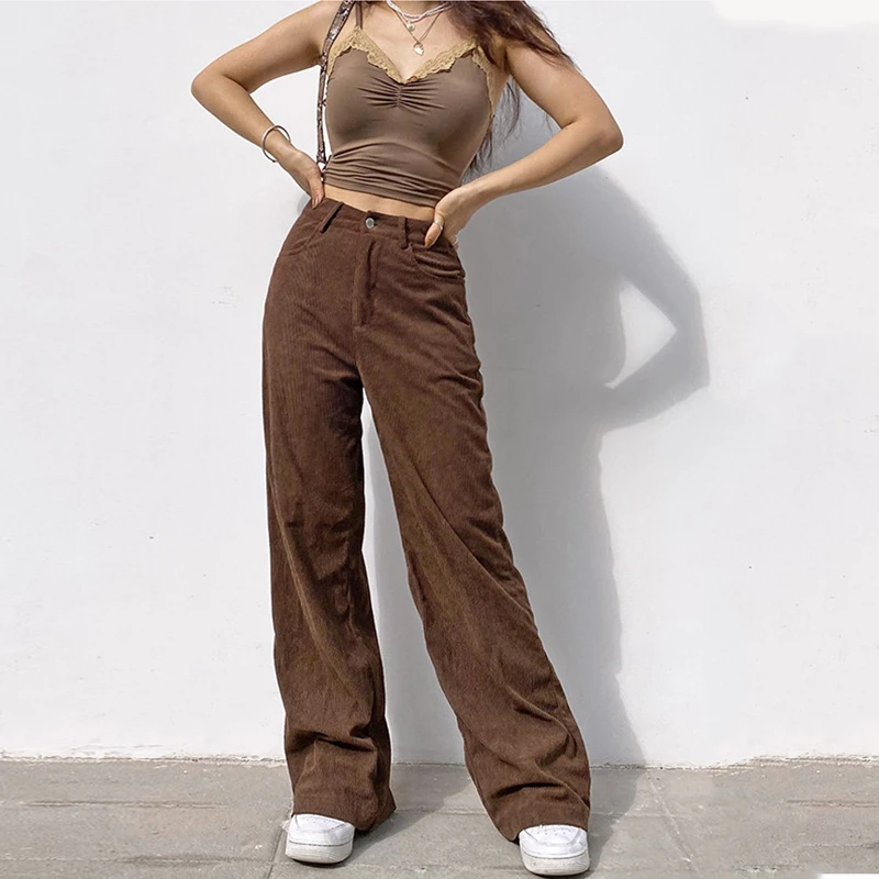 KLTOPP 2021 Corduroy Y2K Joggers Women Streetwear Caramel Brown Hight Waist Girl Aesthetic Straight Trousers Female Pants
KLTOPP 2021 Corduroy Y2K Joggers Women Streetwear Caramel Brown Hight Waist Girl Aesthetic Straight Trousers Female Pants