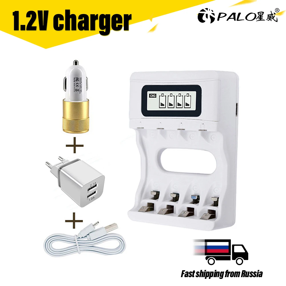 Зарядное устройство PALO с 4 слотами для аккумуляторов 1 2 в AAA/AA зарядное Usb ЖК