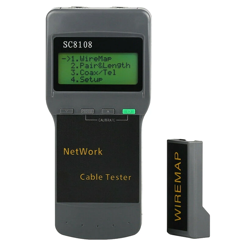 

Сетевой тестер SC8108 с ЖК-дисплеем, измеритель кабеля с разъемами RJ45, Cat5E, Cat6, UTP, LAN, RJ11