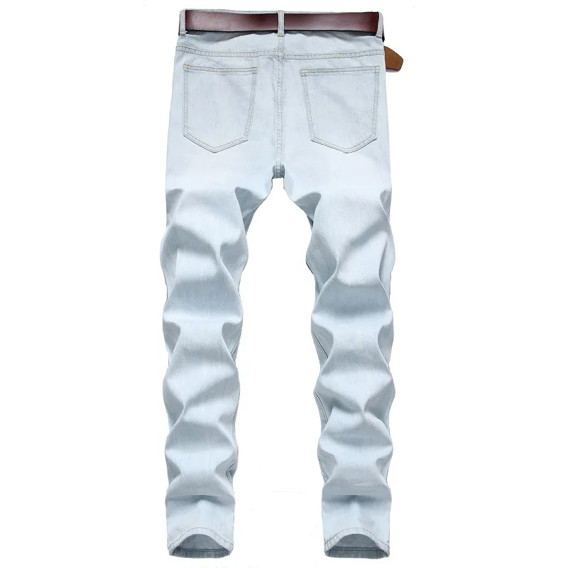 2020 light color men's jeans personalized painting hole sticking cloth jeans trendy man
2020 light color men's jeans personalized painting hole sticking cloth jeans trendy man