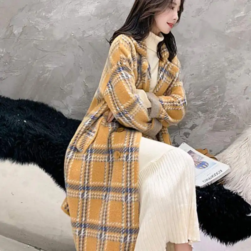 Autumn New Fashion Women Elegant Long Loose Plaid Woolen Coats Ladies Casual Mink Fur Coats Female Warm Turn-down Collar Outwear
Autumn New Fashion Women Elegant Long Loose Plaid Woolen Coats Ladies Casual Mink Fur Coats Female Warm Turn-down Collar Outwear