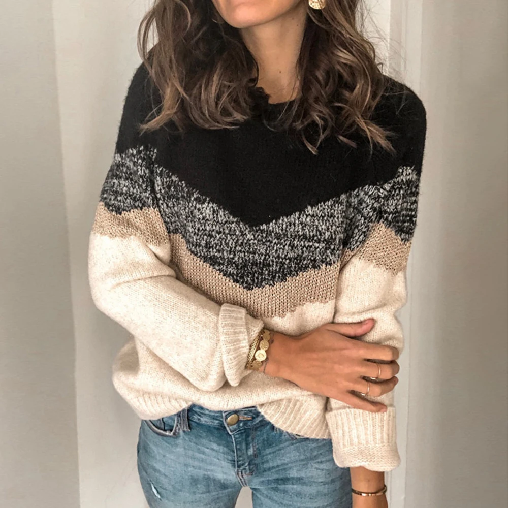 Sweaters Women Winter 2020 Jumpers Knitted Clothes Fashion Women Contrast Stitching Knit Sweater Female Loose Large Size Sweater
Sweaters Women Winter 2020 Jumpers Knitted Clothes Fashion Women Contrast Stitching Knit Sweater Female Loose Large Size Sweater