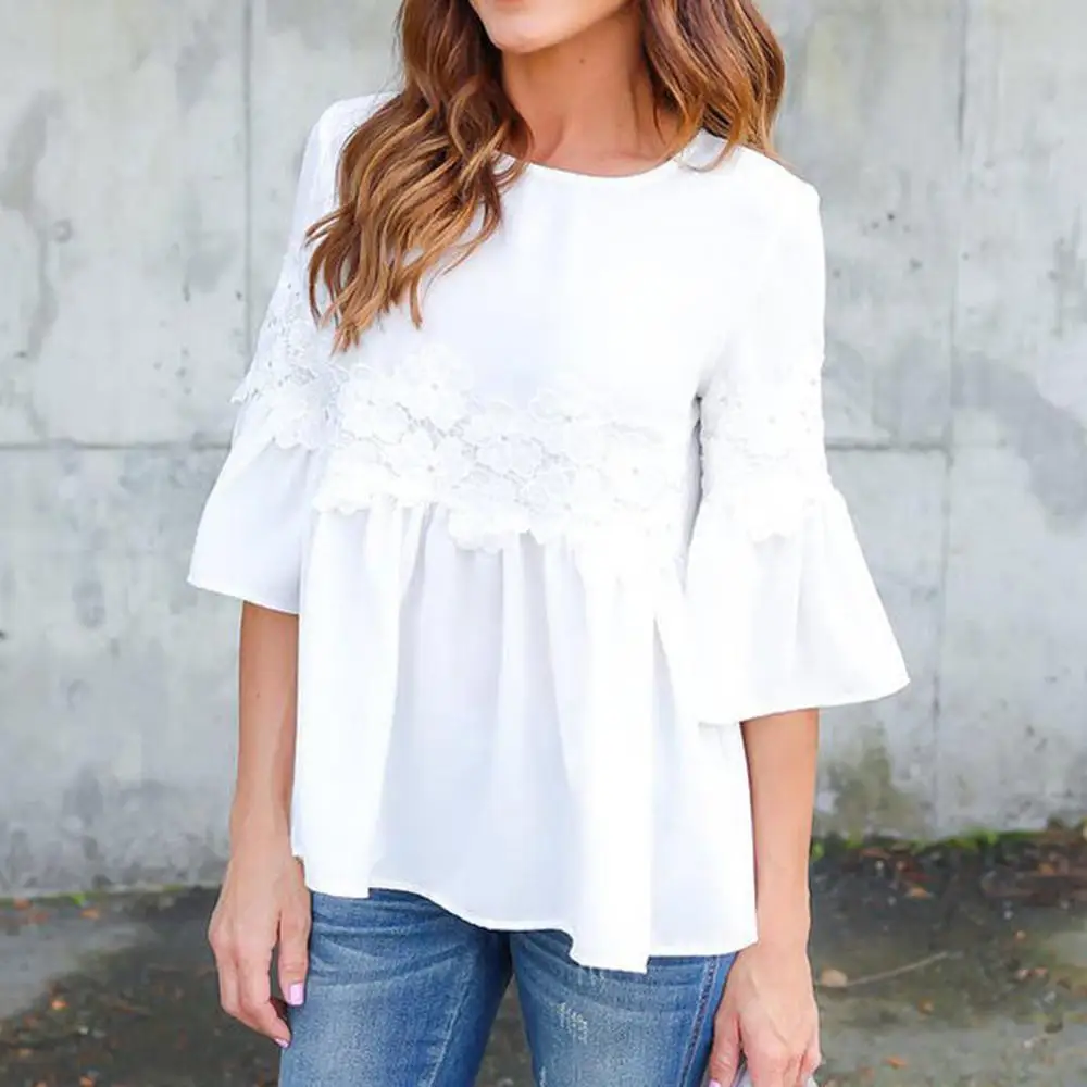 White Lace Chiffon Blouse Summer Women Ruffle Tops Korean Fashion Ladies Elegant Office Shirts Camisas Mujer
White Lace Chiffon Blouse Summer Women Ruffle Tops Korean Fashion Ladies Elegant Office Shirts Camisas Mujer