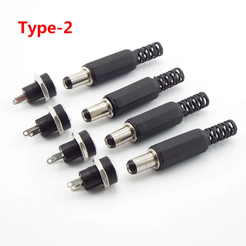 5PCS 12V 5.5 x 2.5mm Plastic Male Plugs DC Power Socket Female Jack Screw Nut Panel Mount Connector Adapter CCTV LED Strip A |