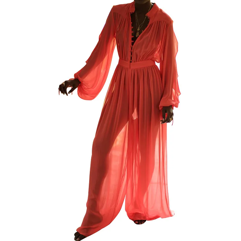 STYLISH LADY Chiffon Wide Leg Rompers and Jumpsuits 2021 Summer Women Long Sleeve Hollow Out Orange Yellow Boho Beach Overalls
STYLISH LADY Chiffon Wide Leg Rompers and Jumpsuits 2021 Summer Women Long Sleeve Hollow Out Orange Yellow Boho Beach Overalls