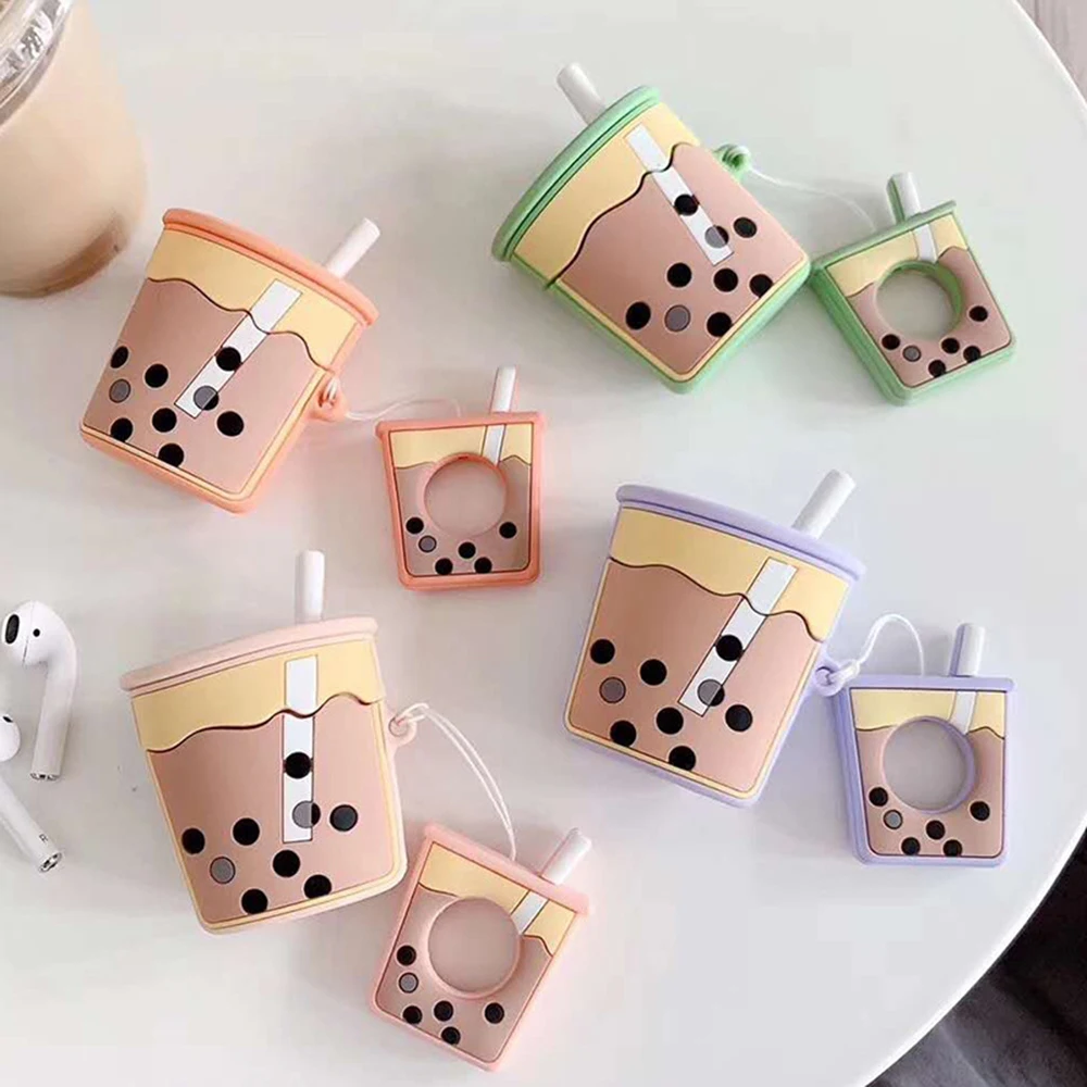 Милый мультяшный чехол для наушников Apple Airpods Pro Чехол 3D Boba молочный чай коробка