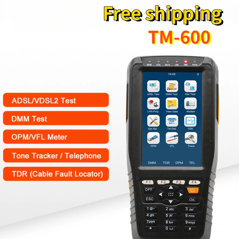 TM-600 VDSL VDSL2 прибор для тестирования ADSL/ADSL2/ADSL2 +/VDSL2 /READSL/Быстрый медный тест xDSL, тест набора PPPoE, тест DMM, эмуляция модема
TM-600 VDSL VDSL2 прибор для тестирования ADSL/ADSL2/ADSL2 +/VDSL2 /READSL/Быстрый медный тест xDSL, тест набора PPPoE, тест DMM, эмуляция модема