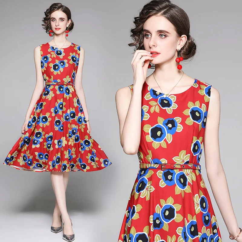 Dress Women Midi Elegant Office Lady A-LINE ONeck Summer2021 Young Print SHORT Empire Clothing Pullover Vintage Causal Plus Size 
Dress Women Midi Elegant Office Lady A-LINE ONeck Summer2021 Young Print SHORT Empire Clothing Pullover Vintage Causal Plus Size