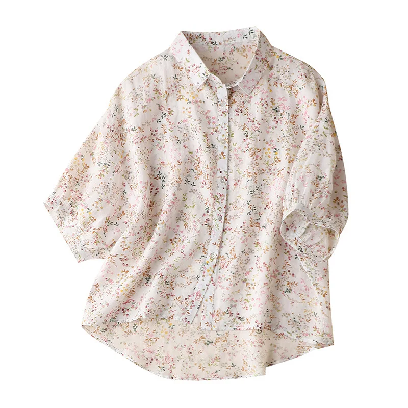 SHUCHAN Prairie Chic Print Women Shirts Blouses Ramie Summer Half Lantern Sleeve Tops for Women Fashion 2021 Blouses Loose
SHUCHAN Prairie Chic Print Women Shirts Blouses Ramie Summer Half Lantern Sleeve Tops for Women Fashion 2021 Blouses Loose