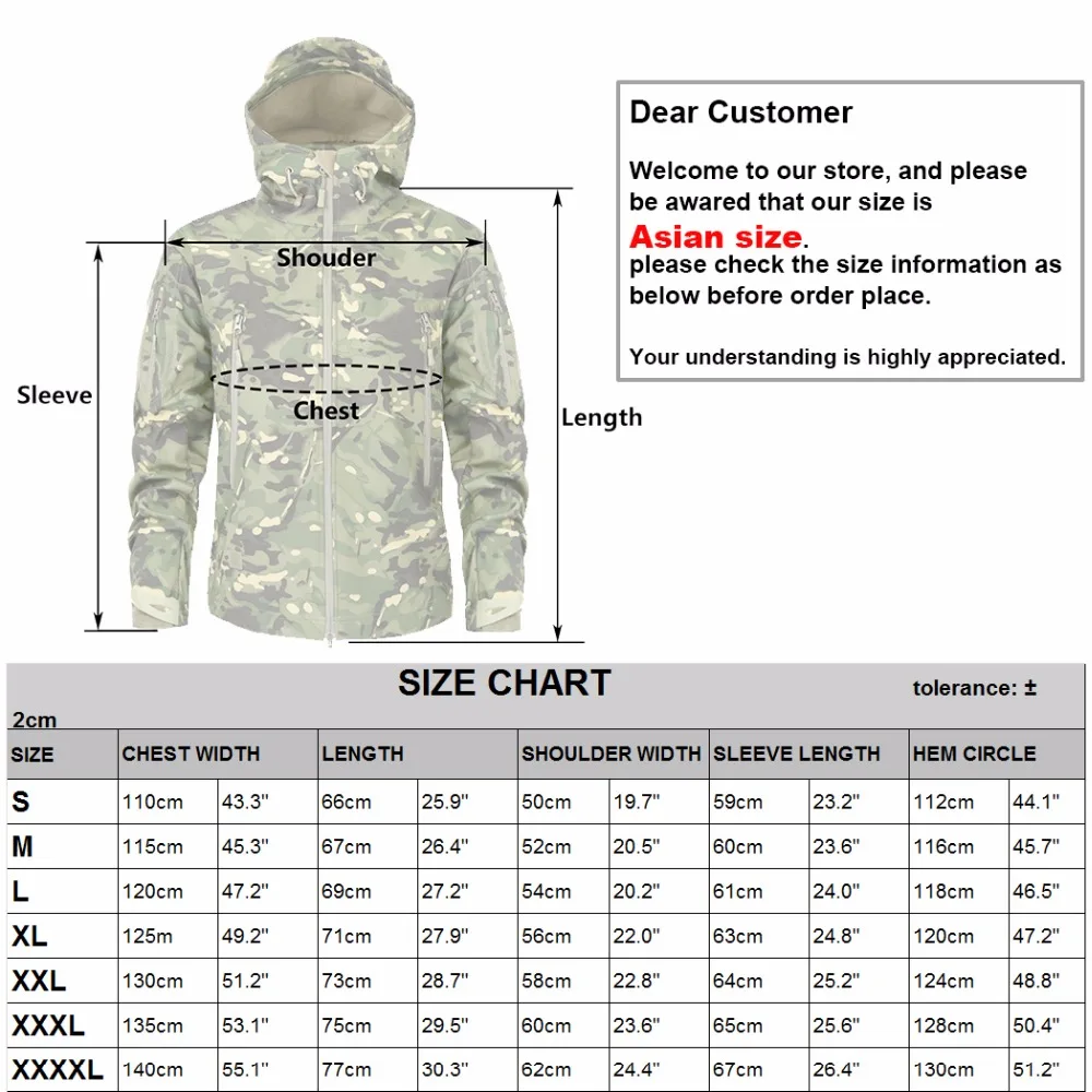 Shark Skin Soft Shell Military Tactical Jacket Men Waterproof Army Fleece Clothing Multicam Camouflage Windbreakers 4XL
Shark Skin Soft Shell Military Tactical Jacket Men Waterproof Army Fleece Clothing Multicam Camouflage Windbreakers 4XL