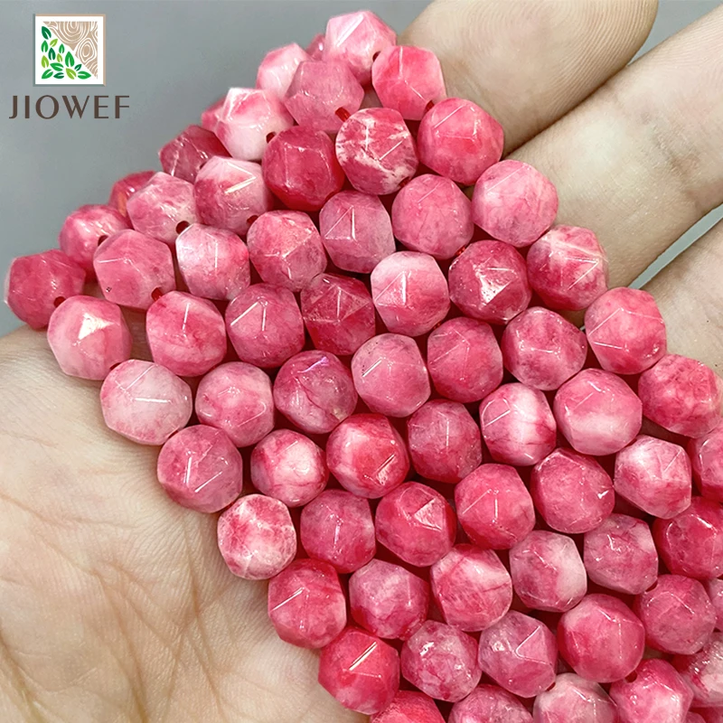 

Natural Stone Smooth Faceted Red Chalcedony Spacer Beads DIY Charms Bracelet Necklace Accessories for Making Jewelry 8mm 14"Inch