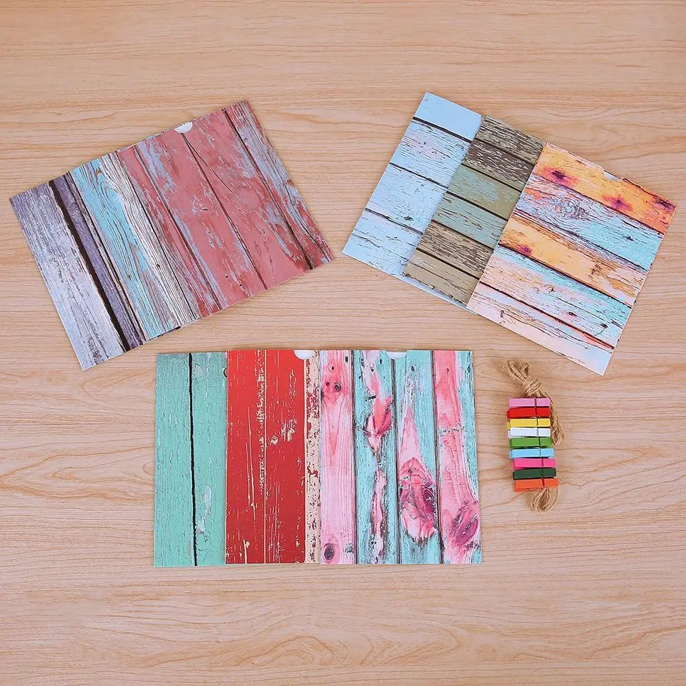 9pcs Wood Grain Style Photo Frame with Clips and Rope DIY Hanging Picture Album Banner Baby Shower Wedding Home Decoration Craft | Дом и сад