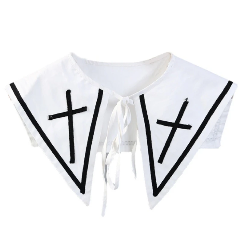 2022 New Navy Style Women Triangular Shawl Fake Collar Cross Embroidered Necklace Capelet
2022 New Navy Style Women Triangular Shawl Fake Collar Cross Embroidered Necklace Capelet