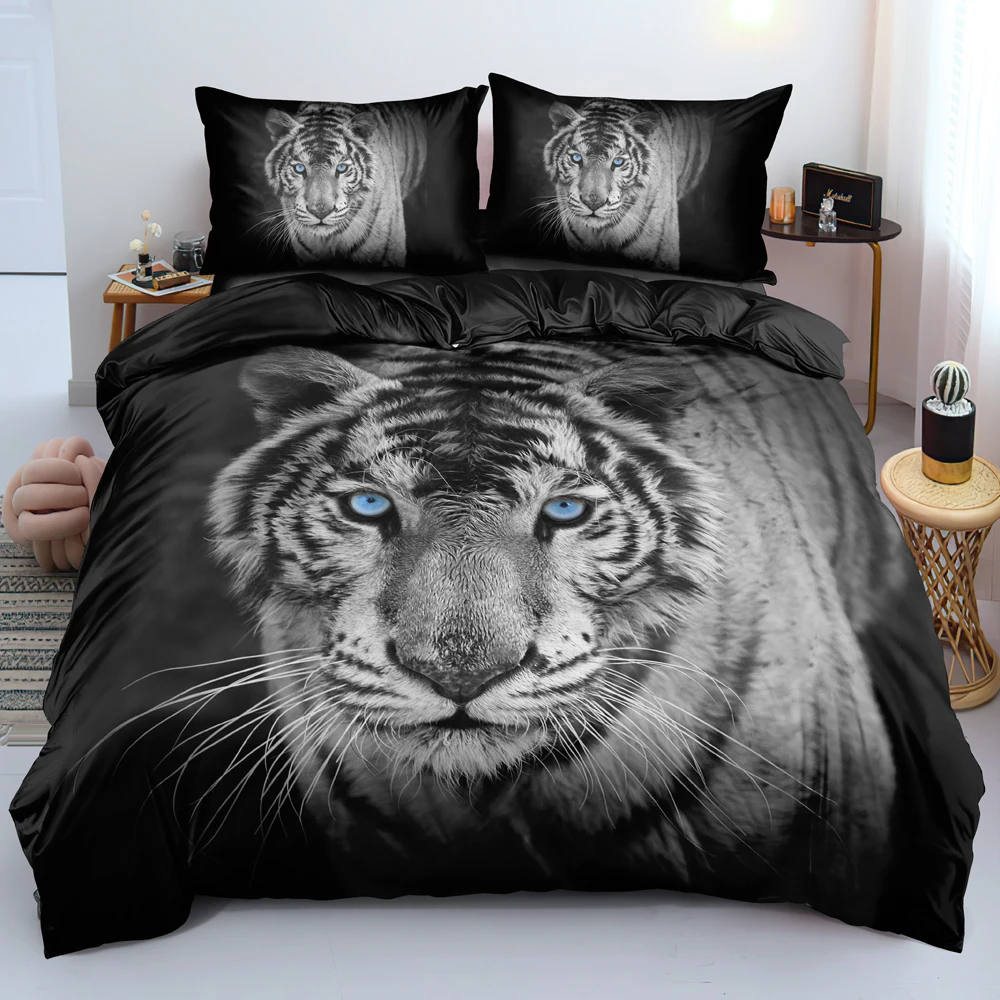 

3D Digital Blue Eyes Tiger Duvet Cover Set Soft Quilt/Blanket Cover Set Twin Queen King Size 245x210cm Bedding Set Home Textile