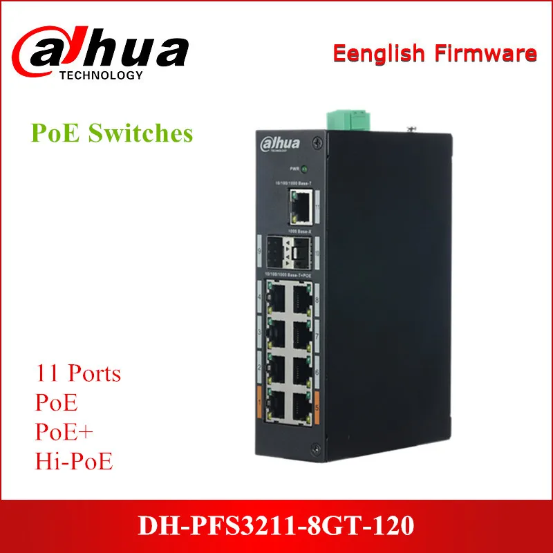 Dahua слой 2 закаленный PoE коммутатор 11 портов Ethernet с 8-портовыми переключателями