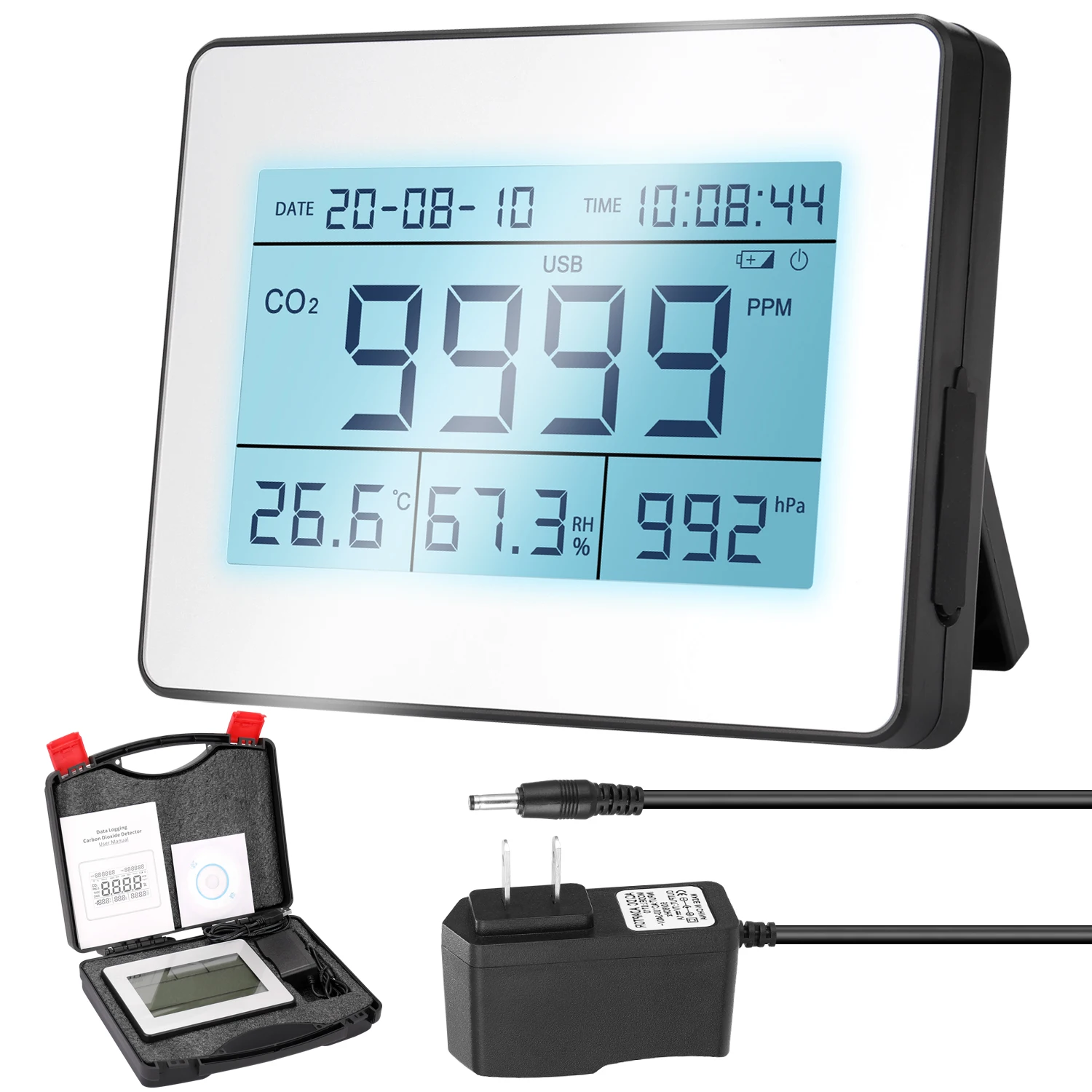 Professional Data Logging Carbon Dioxide Detector with CO2 Concentration Air Temperature Humidity Barometric Pressure Detection
Professional Data Logging Carbon Dioxide Detector with CO2 Concentration Air Temperature Humidity Barometric Pressure Detection