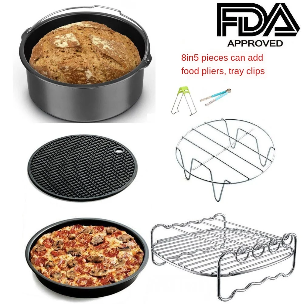 12Pcs Air Fryer Accessories 8 Inch Fit for Airfryer 5.2-6.8QT Baking Basket Pizza Plate Grill Pot Kitchen Cooking Tool for Party
12Pcs Air Fryer Accessories 8 Inch Fit for Airfryer 5.2-6.8QT Baking Basket Pizza Plate Grill Pot Kitchen Cooking Tool for Party
