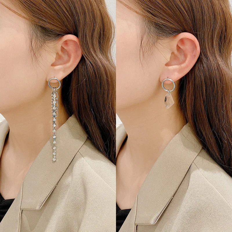 Simple Crystal Stud Earring Long Chain Tassel Earrings For Women Fashion Geometric Piercing Ear Jewelry Party Girl Gift
Simple Crystal Stud Earring Long Chain Tassel Earrings For Women Fashion Geometric Piercing Ear Jewelry Party Girl Gift