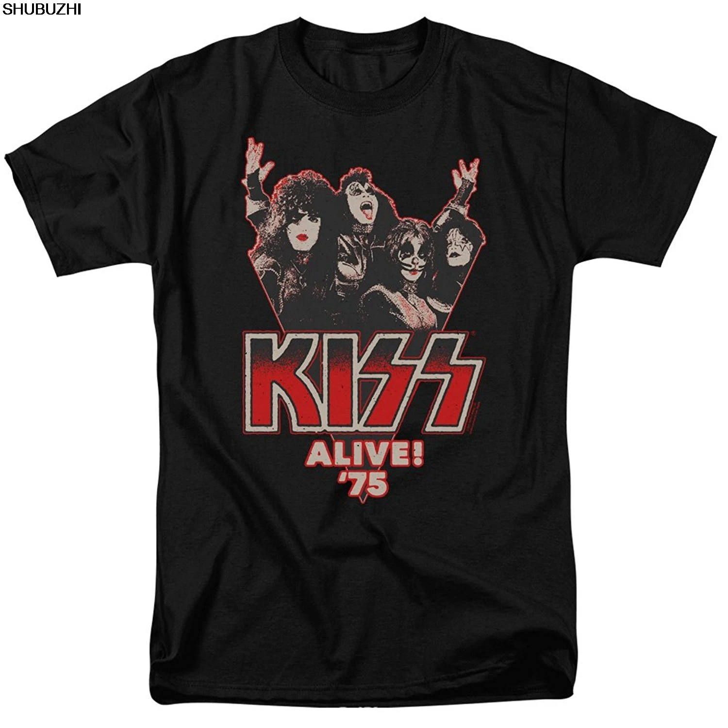 Футболка мужская с круглым вырезом модная Повседневная рубашка принтом Kiss Band -