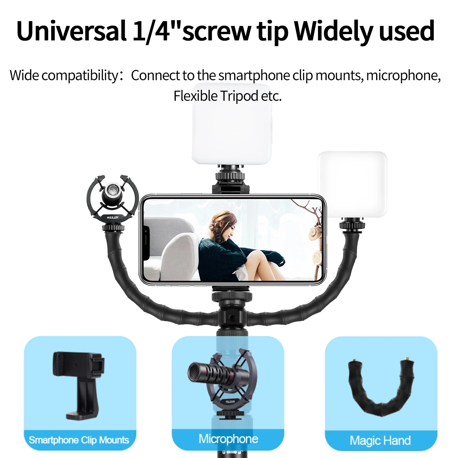 TELESIN Photographic Live Fill Light Tripod Adjustable Stand Selfie Monopod Aluminum For Ring Light Softbox With 1/4 3/8 Screw
TELESIN Photographic Live Fill Light Tripod Adjustable Stand Selfie Monopod Aluminum For Ring Light Softbox With 1/4 3/8 Screw