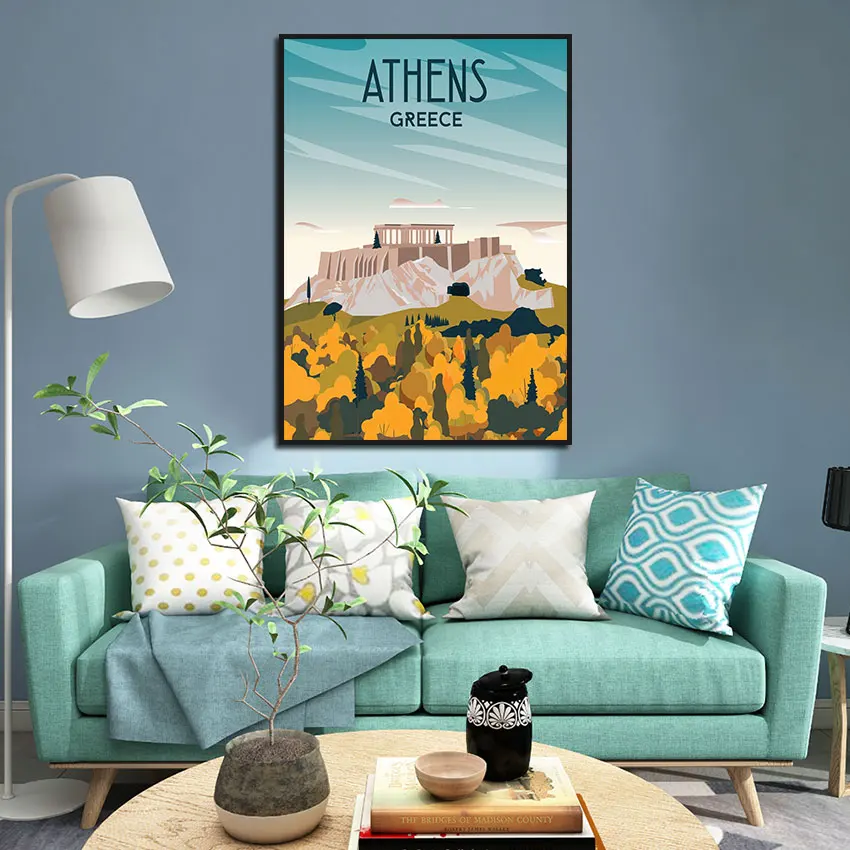 Athens Greece Travel Poster Abstract Landscape Canvas Painting for Living Room Nordic Modern Home Decor Wall Art Pictures
Athens Greece Travel Poster Abstract Landscape Canvas Painting for Living Room Nordic Modern Home Decor Wall Art Pictures