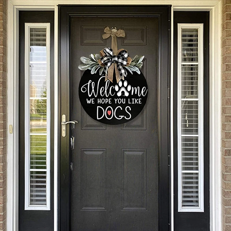 Welcome Wreath Sign for Farmhouse Front Porch Decor - We Hope You Like Dogs - for Housewarming Holiday Home Decoration
Welcome Wreath Sign for Farmhouse Front Porch Decor - We Hope You Like Dogs - for Housewarming Holiday Home Decoration