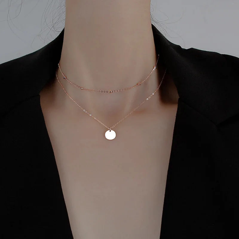 Trendy 925 Sterling Silver Double Layer Choker Necklace Round Piece Pendant Necklaces Gift For Women Fine Accessories Jewelry
Trendy 925 Sterling Silver Double Layer Choker Necklace Round Piece Pendant Necklaces Gift For Women Fine Accessories Jewelry
