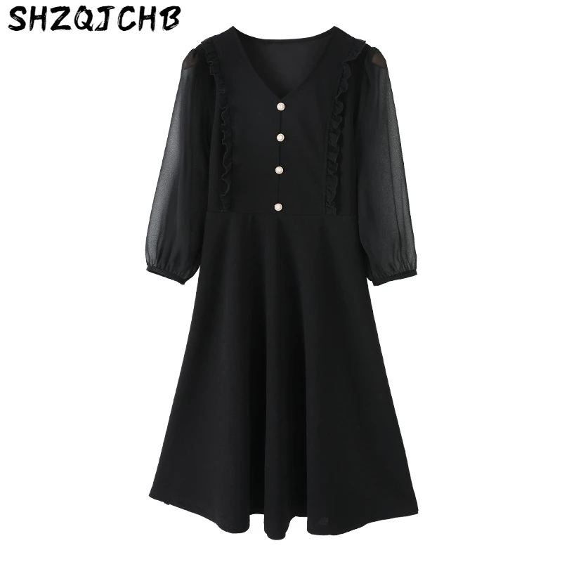 JCHB 2021 Black Plus Size Dress Women V Neck Spring Summer Mech Dress Elegant Party Chiffon Dress Vestidos Mujer AP16C79960 KJ4
JCHB 2021 Black Plus Size Dress Women V Neck Spring Summer Mech Dress Elegant Party Chiffon Dress Vestidos Mujer AP16C79960 KJ4