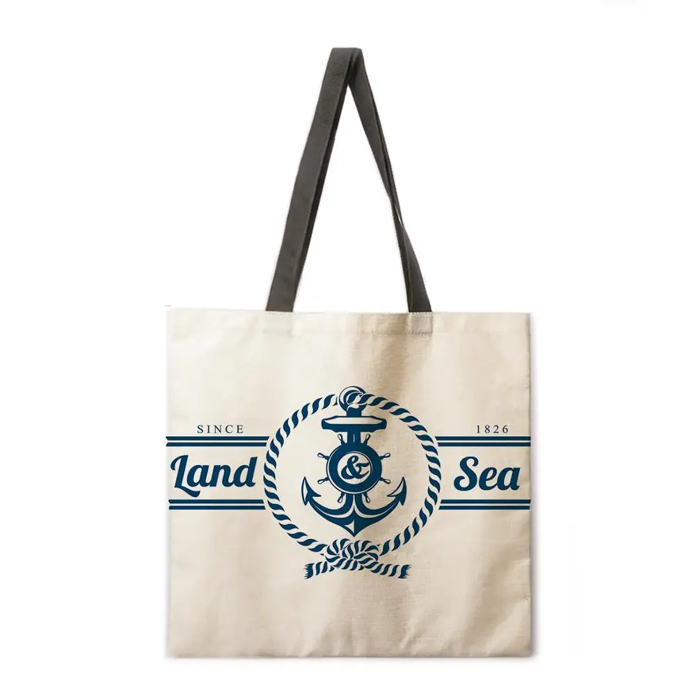 Nautical Logo Tote Bag Shoulder Bag Linen Fabric Casual Tote Bag Foldable Shopping Bag Reusable Beach Bag
Nautical Logo Tote Bag Shoulder Bag Linen Fabric Casual Tote Bag Foldable Shopping Bag Reusable Beach Bag