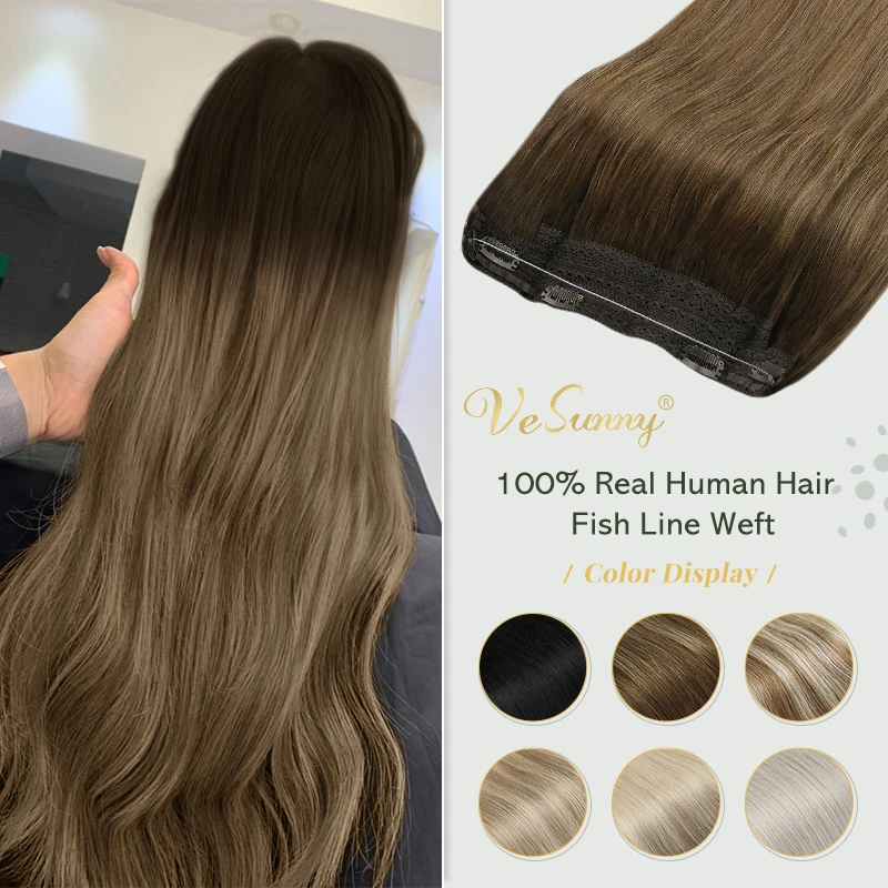 

VeSunny Halo волосы для наращивания настоящие человеческие волосы невидимая проволока натуральные накладные волосы для женщин шиньон