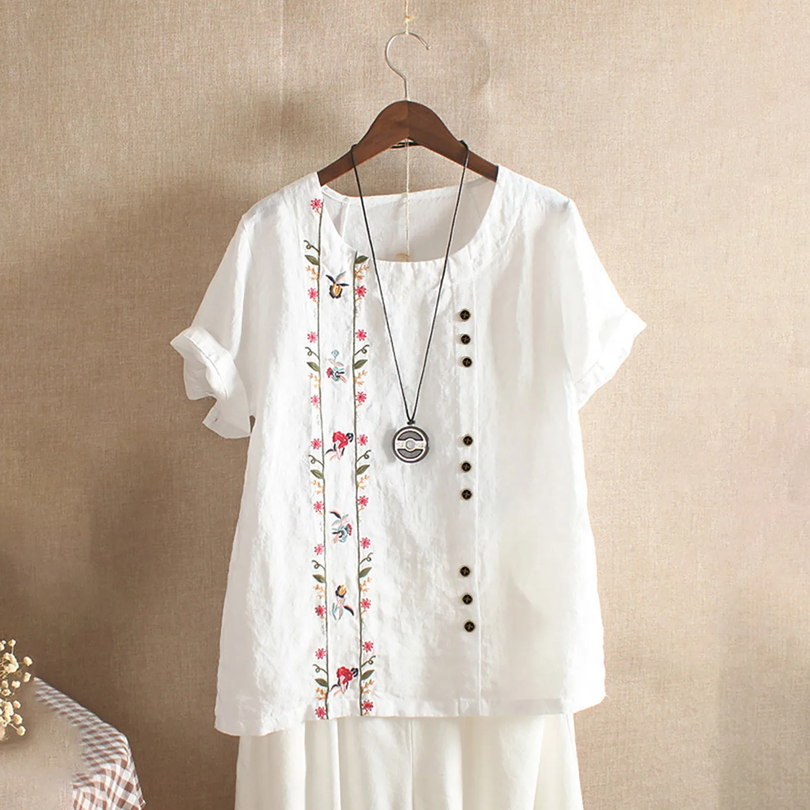 SAGACE Women's casual plus size O-neck printed loose button blouse shirt top Women's casual plus size loose button blouse shirt
SAGACE Women's casual plus size O-neck printed loose button blouse shirt top Women's casual plus size loose button blouse shirt